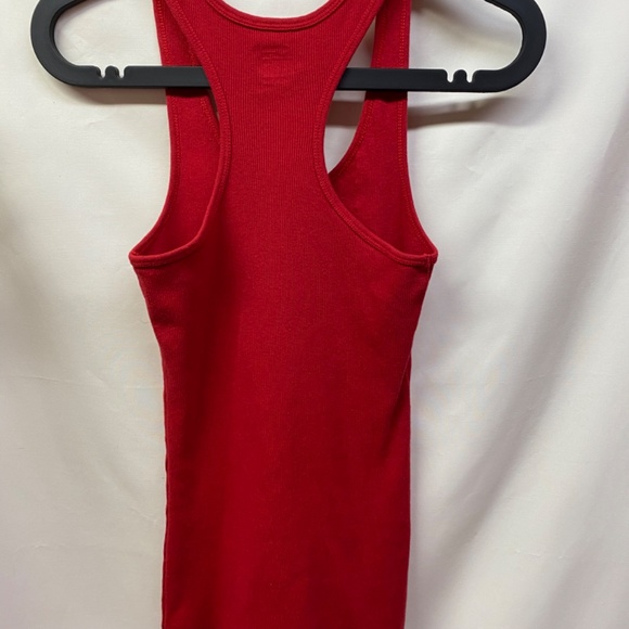 New Old Navy Red Stretch ribbed razor-back Tank top with ruffles Size: S - Picture 2 of 6